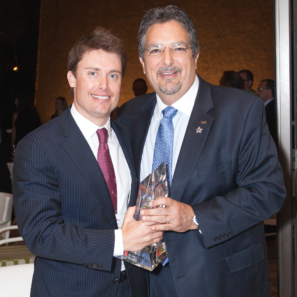 Peter Tedeschi accepts the Chain of the Year award from Matt Thornton.