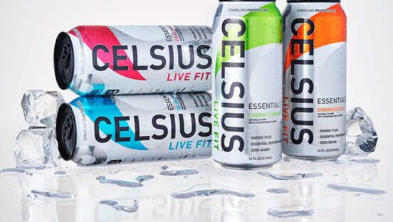 Celsius cans on a white background.