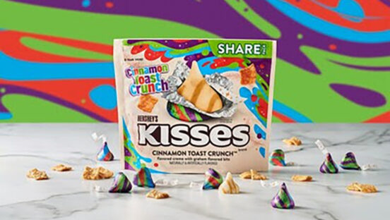 cinnamon-toast-crunch-hershey's-kisses-pouch-against-colorful-background.